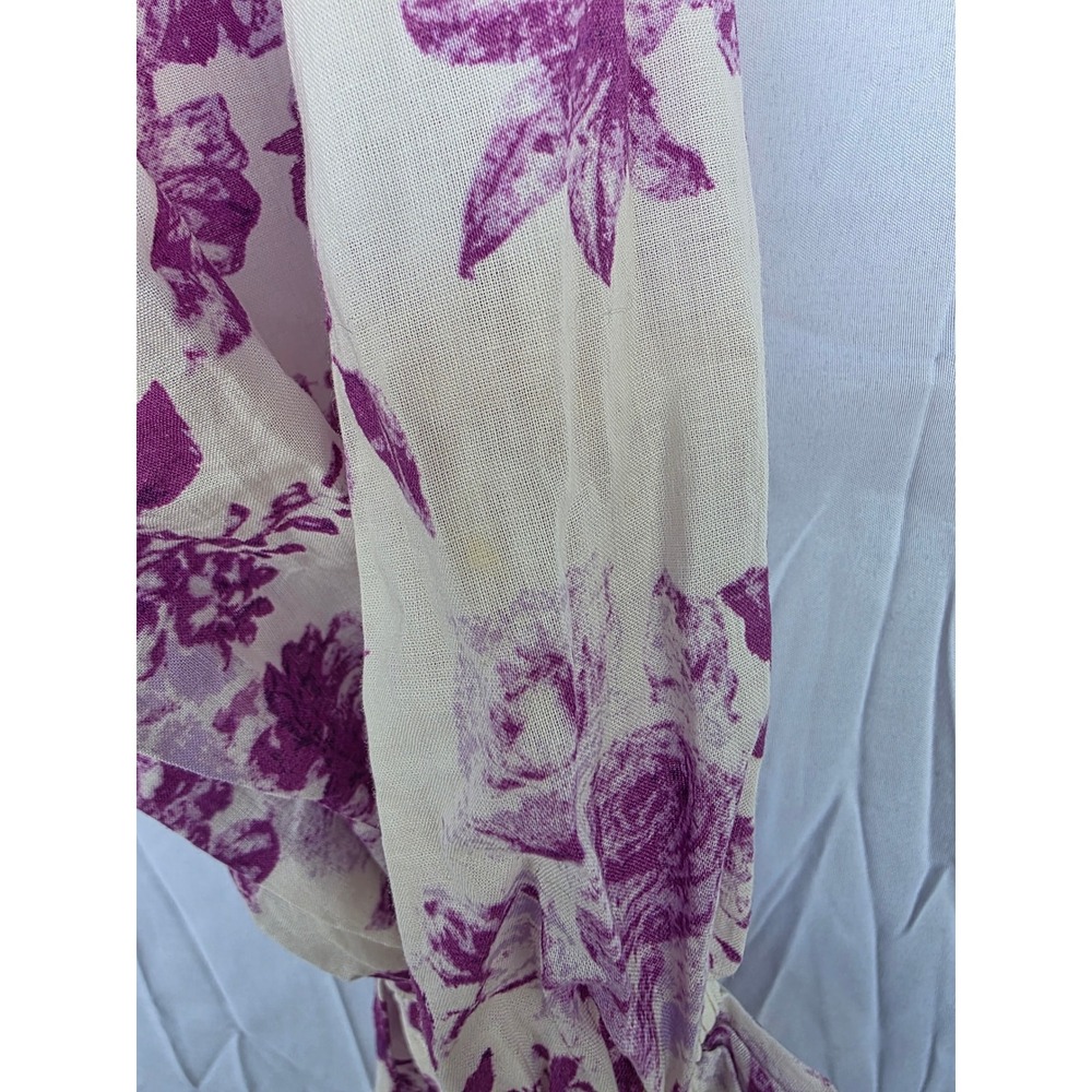 Flying Tomato Purple Floral Off The Shoulder Smocked Peplum Blouse Cotton Medium - Picture 12 of 12
